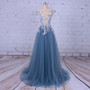 Party Evening Dress Scoop A-Line Decorated with Flower & Tulle