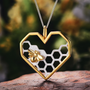 Love Heart Bee Pendant Necklace