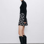 B&W Plaid Tweed Mini Skirt