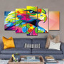 Colorful Animal - Lion, Elephant, Giraffe, Eagle, Bear - Canvas Wall Art