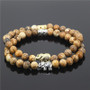 2 Piece Bead Onyx Natural Stone Elephant Bracelet