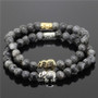 2 Piece Bead Onyx Natural Stone Elephant Bracelet