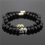 2 Piece Bead Onyx Natural Stone Elephant Bracelet