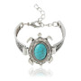 Antique Silver Turquoise Turtle Stone Adjustable Bracelet Bangle