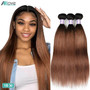 Allove Ombre Straight Bundles 1B 30 Peruvian Brown Colored Hair