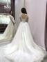 Lace Tulle Beading Cap Sleeves Bridal Dress Floor-Length A-Line Wedding Gown Chapel Train Custom