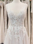 Elegant Appliques A-line V-neck Wedding Dress Straps Sleeveless Tulle Bridal Gowns