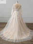 Champagne Tulle Ivory Lace Long Bridal gown Floor-Length A-line Wedding dress