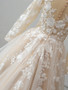 Champagne Tulle Ivory Lace Long Bridal gown Floor-Length A-line Wedding dress