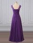 Scoop Purple Bridesmaid Dress with Appliques Chiffon Long Wedding Guest Dress Maid of Honor Gown