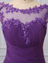 Scoop Purple Bridesmaid Dress with Appliques Chiffon Long Wedding Guest Dress Maid of Honor Gown