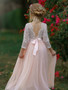 Pink Lace Flower Girl Dress,A Line Cheap Girls Dress With Sleeve