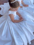 White Flower Girl Dress Bow A-Line One Shoulder Dresses For Girls Cute Little Girls Wedding Party Dress