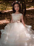 Scoop Neck Champagne Flower Girl Dress with Bow