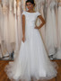 onlybridals Cap Sleeve Wedding Dress Long Train Wedding Dress Scoop Back Wedding Dress Flowing Wedding Dress,