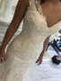 onlybridals   Lace Appliqued Beaded Mermaid Wedding Dress with Sweep Train