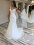 onlybridals   Lace Appliqued Beaded Mermaid Wedding Dress with Sweep Train