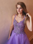 onlybridals  Lavender Tulle Appliques Beaded A-Line Long Prom Dress