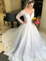 onlybridals Off Shoulder Long Sleeve Appliques Illusion Wedding Dress