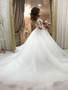 onlybridals Ball Gown Tulle Long Sleeve Appliques Illusion Wedding Dress