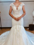 onlybridals v-neck mermaid wedding dress Lace appliqués Long train bridal dress open back