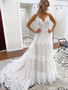 onlybridals A-line Spaghetti Straps Lace Bridal Gonws Rustic Wedding Dress