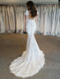 onlybridals Elegant Mermaid Scalloped-Edge Cap Sleeves Backless Wedding Dress with Lace