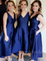 onlybridals V-Neck Royal Blue Satin Bridesmaid Dress