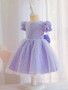 onlybridals New children's one-year-old dress girls short-sleeved dress big bow lace tutu skirt wedding flower girl dress