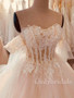 onlybridals Blush pink lace lace custom tail wedding dress princess bride dress wedding dress