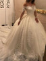Strapless long sleeve lace tulle wedding dress bridal gown