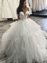 Romantic Tulle Wedding Dress 2020 Elegant Boat Neck Ball Gown Lace up Bridal Princess LelaAcra LI02 Customized Vestido de novia