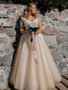 onlybridals Champagne Wedding Dress 2020 Lace Appliques Wedding Gowns Tulle Bridal Dresses Sleeveless vestido de noiva