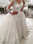 onlybridals  Lace Long Sleeve Mermaid Wedding Dress with Detachable Skirt Backless Court Train