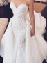 onlybridals Sweetheart Mermaid Strapless Lace Appliques Wedding Dress with Detachable Train