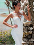 onlybridals Mermaid Wedding Dress Sleeveless Lace Appliqued Illusion Back Boho Wedding Gown