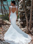 onlybridals Mermaid Wedding Dress Sleeveless Lace Appliqued Illusion Back Boho Wedding Gown