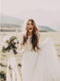 A-line Scoop Lace Wedding Dress Long Sleeve Rustic Wedding Dresses AMY1411