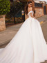 onlybridals Glamorous White Off-the-shoulder A-line Satin Wedding Dress