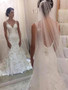 onlybridals Elegant Appliqued Lace Wedding Dress Mermaid V-neck Cheap Wedding Gown