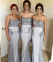 Sweetheart Bridesmaid Dress Mermaid Long Silver Prom Dress Bridesmaid Dress MK505