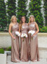 Sparkly Bridesmaid Dresses Sequins Lace One Shoulder Navy Blue Rose Gold Bridesmaid Dresses JKB086