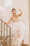 Unique See Through Ivory Stars Lace Pattern Bridal Dress Edgy Wedding Dresses,MW372