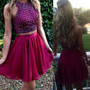 Two Pieces Beaded Halter Homecoming Dress Short Lovely Short Prom Dress, MH164