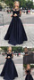 Two Piece Black Ball Gown Long Prom Dress, Long sleeves Evening Dress, Party Dresses, MP106
