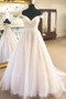 onlybridals Tulle Off the Shoulder A-Line Sleeveless Ivory Wedding Dress with Pleats