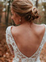 onlybridals Long Sleeve V neck Lace Tulle Boho Wedding Gowns wedding Dress