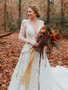 onlybridals Long Sleeve V neck Lace Tulle Boho Wedding Gowns wedding Dress