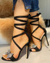 Bow Crisscross Lace Up Thin Open Toe High Heels