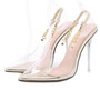 Transparent Pointed Toe Chain Design Crystal Heels